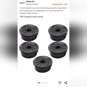 NEW 1-Inch Cable Grommets Hole Cover Cord Management 5pc 25mm